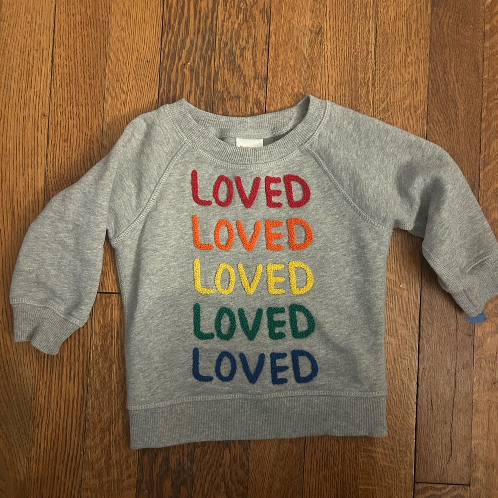 Hanna Be Loved Gray Kids Sweatshirt with Multicolor 'Loved' Design
